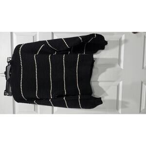 Cozy Black and White Striped Knit Sweater - Size S